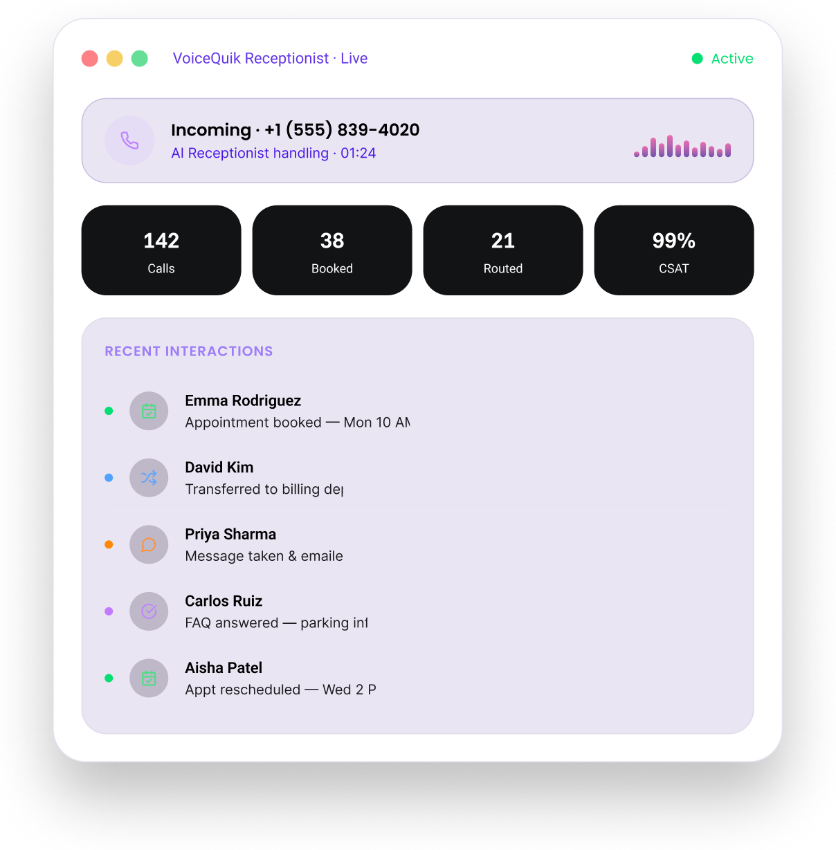 VoiceQuik AI Dashboard